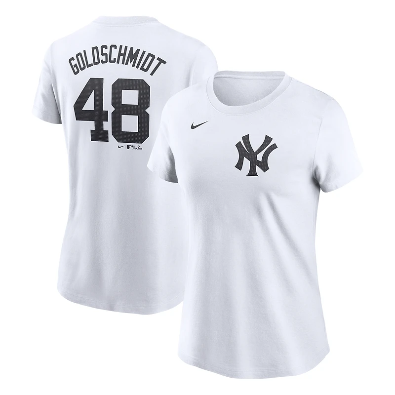 T-shirt Nike Paul Goldschmidt blanc pour femme avec nom et numéro Fuse des Yankees de New York