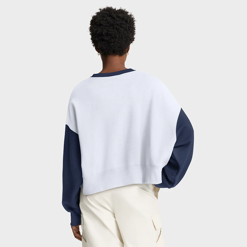 Women's Nike White/Navy New York Yankees Oversized High Hip Fleece Sweatshirt
