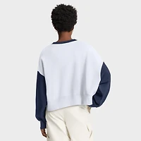 Women's Nike White/Navy New York Yankees Oversized High Hip Fleece Sweatshirt