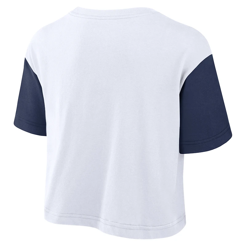 Women's Nike White/Navy New York Yankees Script Dri-FIT Cropped T-Shirt