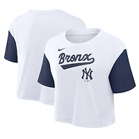 Women's Nike White/Navy New York Yankees Script Dri-FIT Cropped T-Shirt