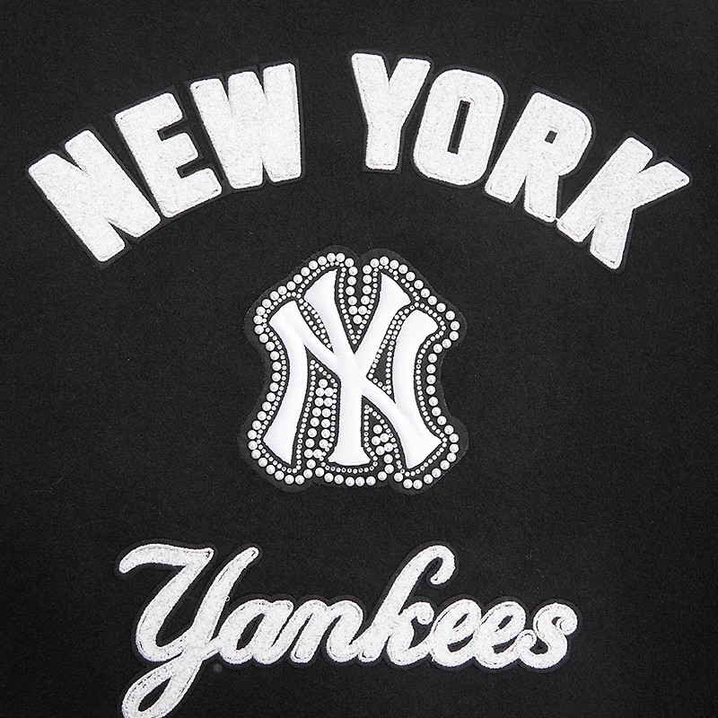 Women's Pro Standard Black New York Yankees Pearls Rib Wool Full-Zip Varsity Jacket