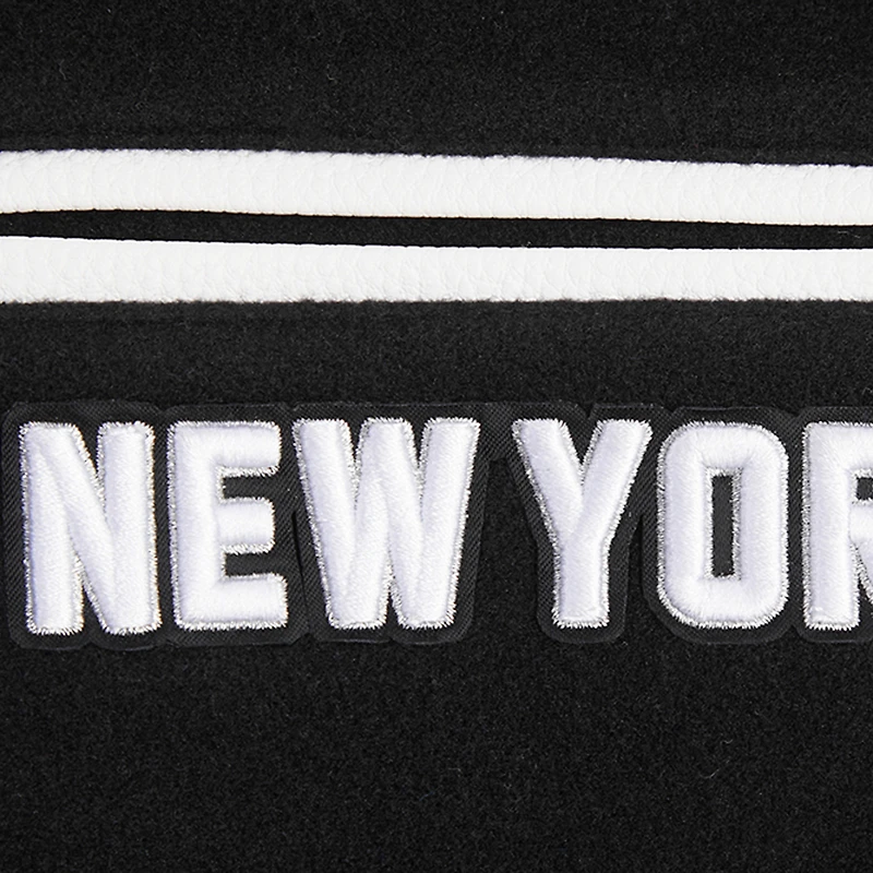 Women's Pro Standard Black New York Yankees Pearls Rib Wool Full-Zip Varsity Jacket