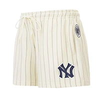 Women's Pro Standard Cream New York Yankees Cooperstown Collection Pinstripe Retro Classic Fleece Shorts