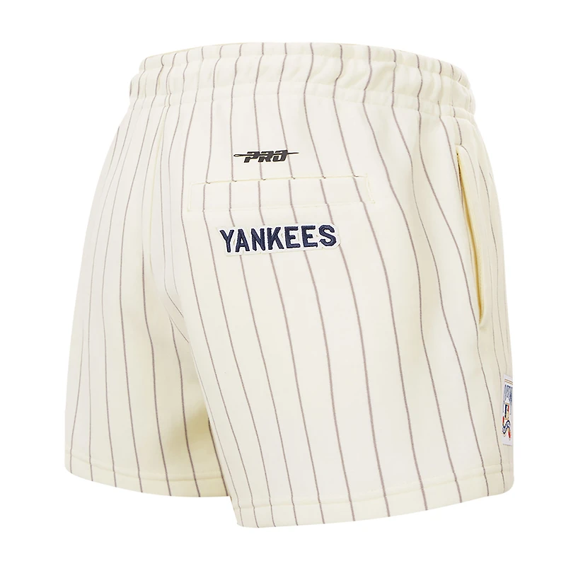 Women's Pro Standard Cream New York Yankees Cooperstown Collection Pinstripe Retro Classic Fleece Shorts