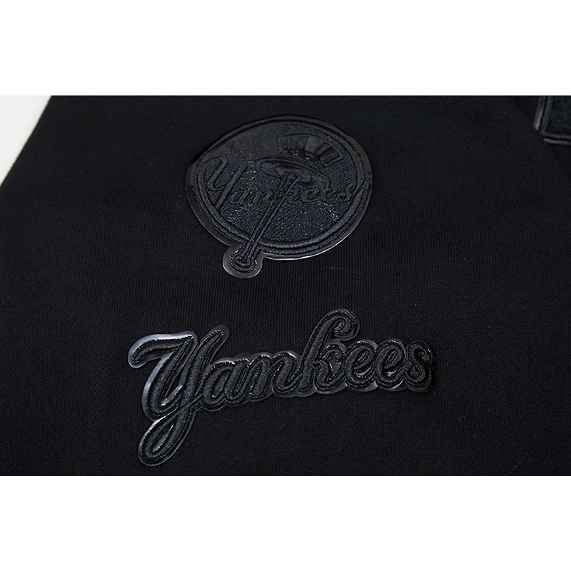 Women's Pro Standard New York Yankees Triple Black Cropped Pullover Hoodie