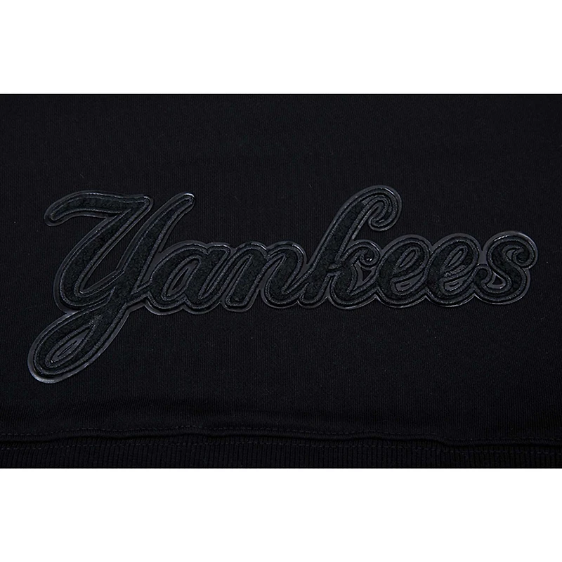 Women's Pro Standard New York Yankees Triple Black Cropped Pullover Hoodie