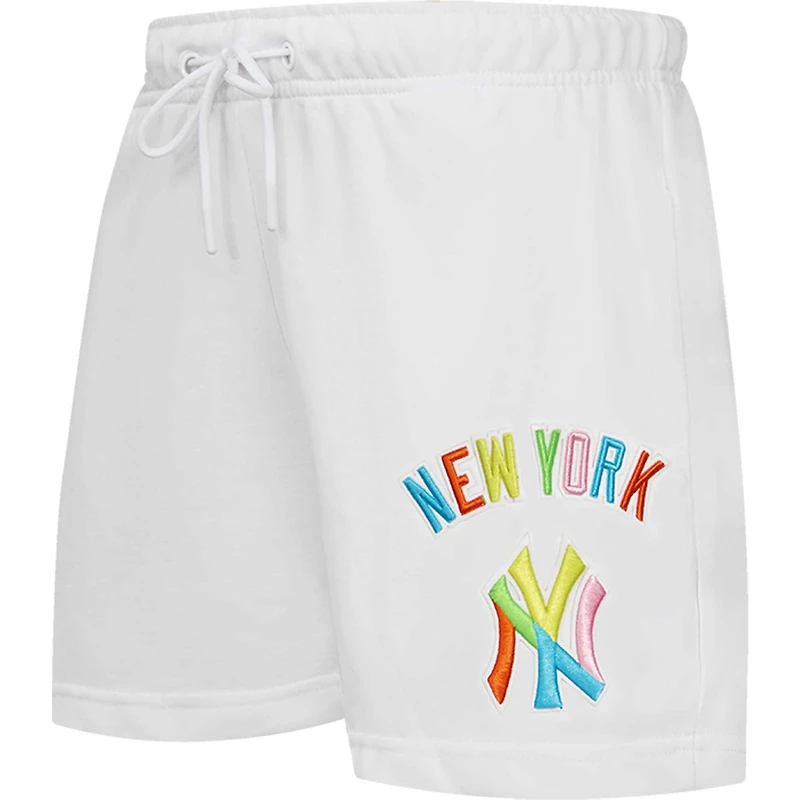 Women's Pro Standard White New York Yankees Washed Neon Shorts