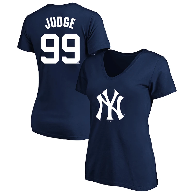 Women's Profile Aaron Judge Navy New York Yankees Plus Name & Number V-Neck T-Shirt