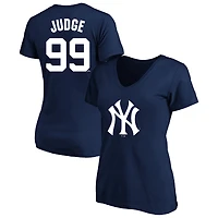Women's Profile Aaron Judge Navy New York Yankees Plus Name & Number V-Neck T-Shirt