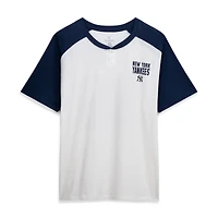 Women's Profile Aaron Judge White New York Yankees Plus Name & Number Raglan Henley T-Shirt