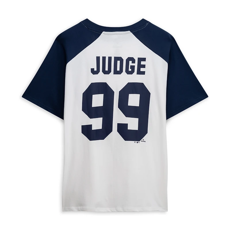 Women's Profile Aaron Judge White New York Yankees Plus Name & Number Raglan Henley T-Shirt