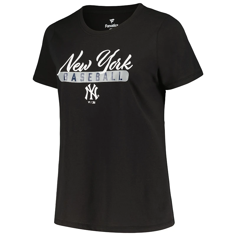 Ensemble de t-shirts taille plus Profile des New York Yankees pour femme, noir/gris chiné