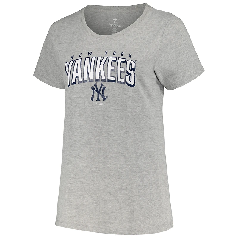 Ensemble de t-shirts taille plus Profile des New York Yankees pour femme, noir/gris chiné