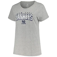 Ensemble de t-shirts taille plus Profile des New York Yankees pour femme, noir/gris chiné