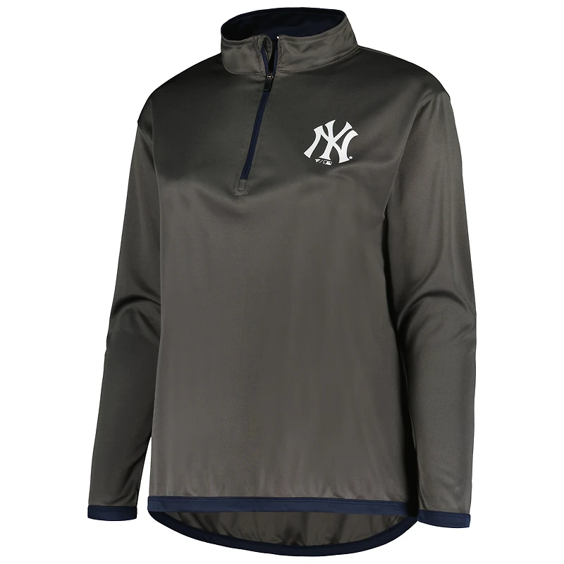 Women's Profile Charcoal New York Yankees Plus Quarter-Zip Jacket