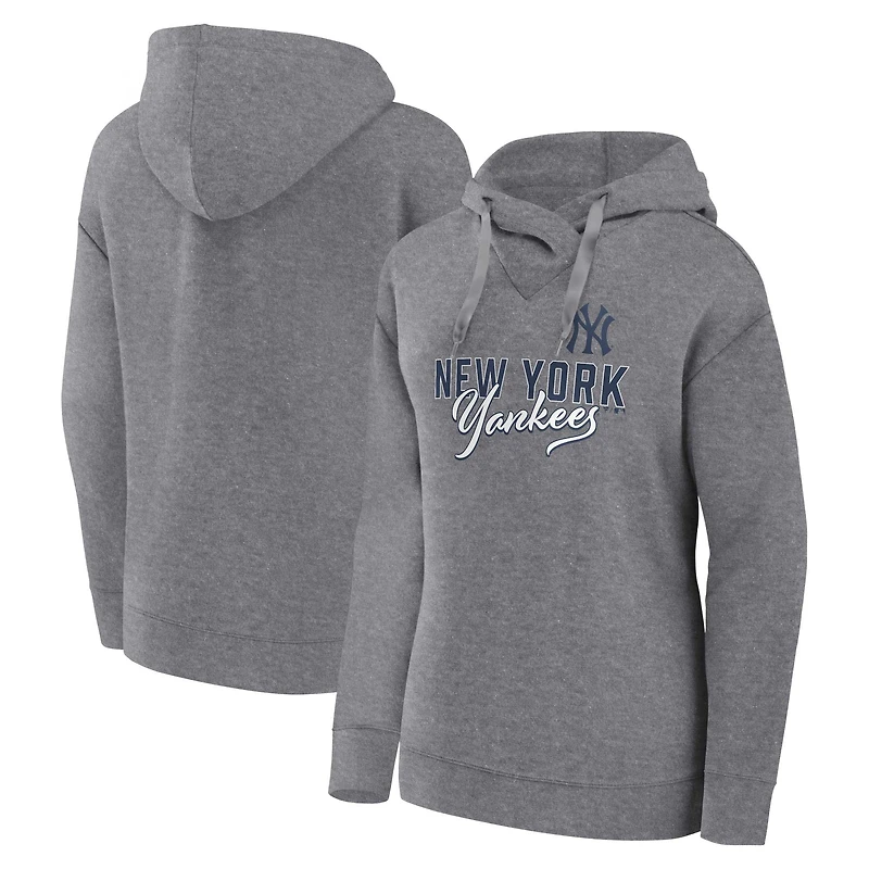 Sweat à capuche taille plus Profile des Yankees de New York pour femme, gris chiné