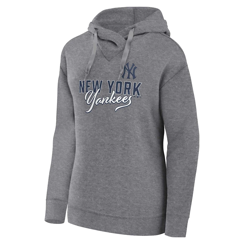 Sweat à capuche grande taille gris chiné pour femme, New York Yankees