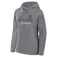 Sweat à capuche grande taille gris chiné pour femme, New York Yankees