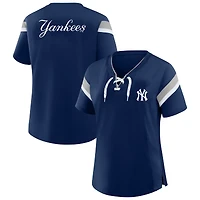 Women's Profile  Navy New York Yankees Lace-Up T-Shirt