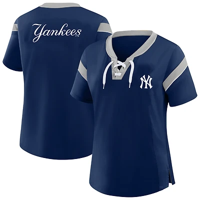 Women's Profile Navy New York Yankees Plus Lace-Up T-Shirt