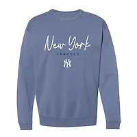 Women's Soft as a Grape  Navy New York Yankees Pigment Dye Crewneck Sweatshirt