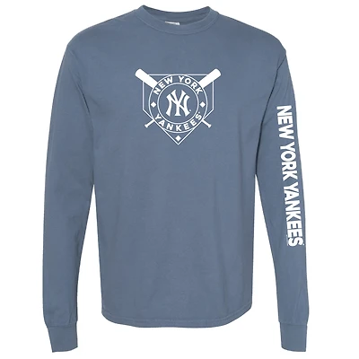 Women's Soft as a Grape Navy New York Yankees Pigment Dye Long Sleeve T-Shirt