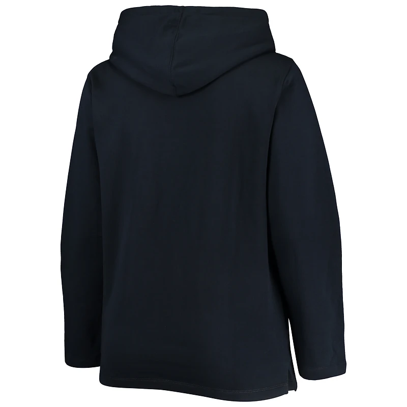 Women's Soft as a Grape Navy New York Yankees Plus Side Split Pullover Hoodie