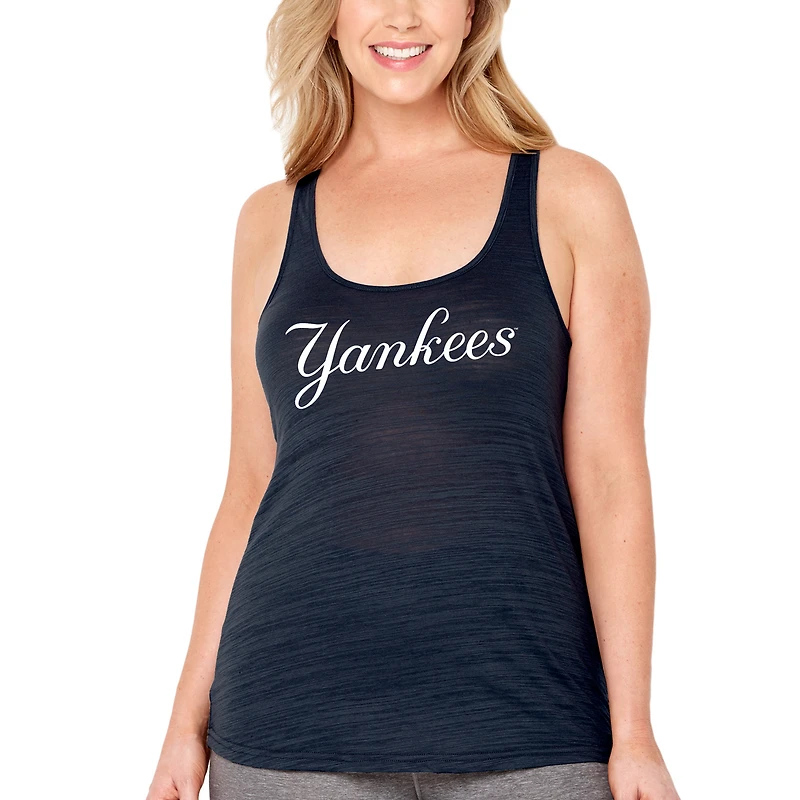 Women's Soft as a Grape Navy New York Yankees Plus Swing for the Fences Racerback Tank Top