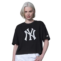 Women's Starter  Black New York Yankees Holy Grail Boxy Cropped T-Shirt