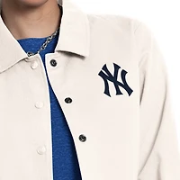 Women's Starter  Cream New York Yankees Cooperstown First Down Full-Snap Coaches Jacket