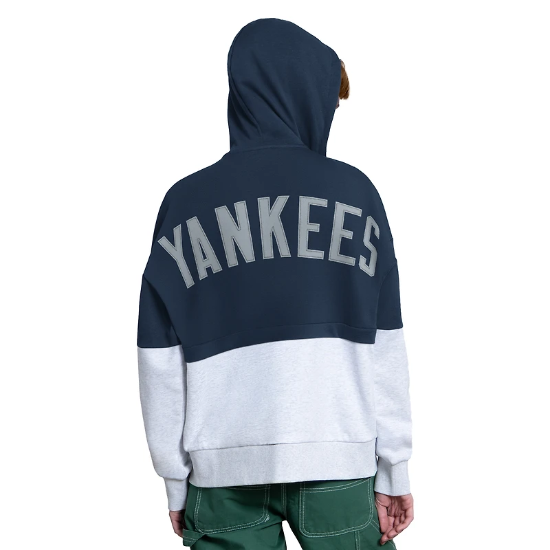 Women's Starter Navy/Heather Gray New York Yankees Wishbone Full-Zip Hoodie
