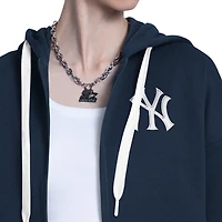 Sweat à capuche zippé Starter pour femme, bleu marine/gris chiné, New York Yankees Wishbone