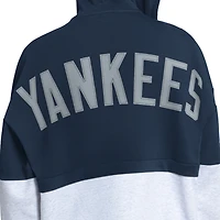 Sweat à capuche zippé Starter pour femme, bleu marine/gris chiné, New York Yankees Wishbone