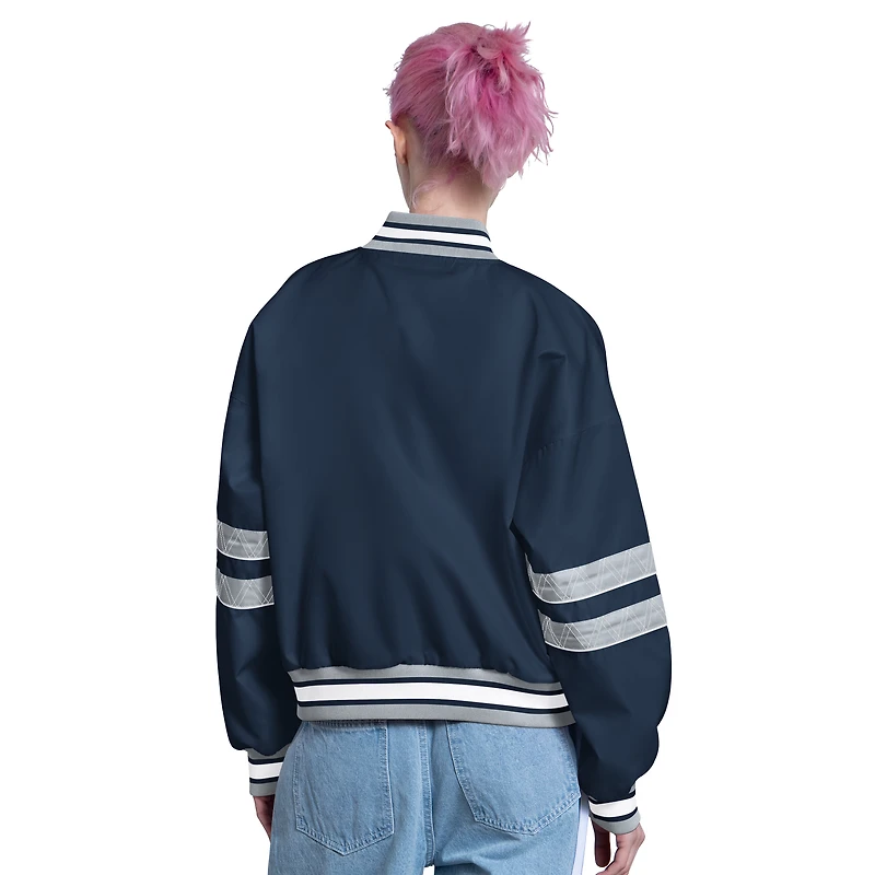 Women's Starter Navy New York Yankees Interception Full-Snap Varsity Jacket