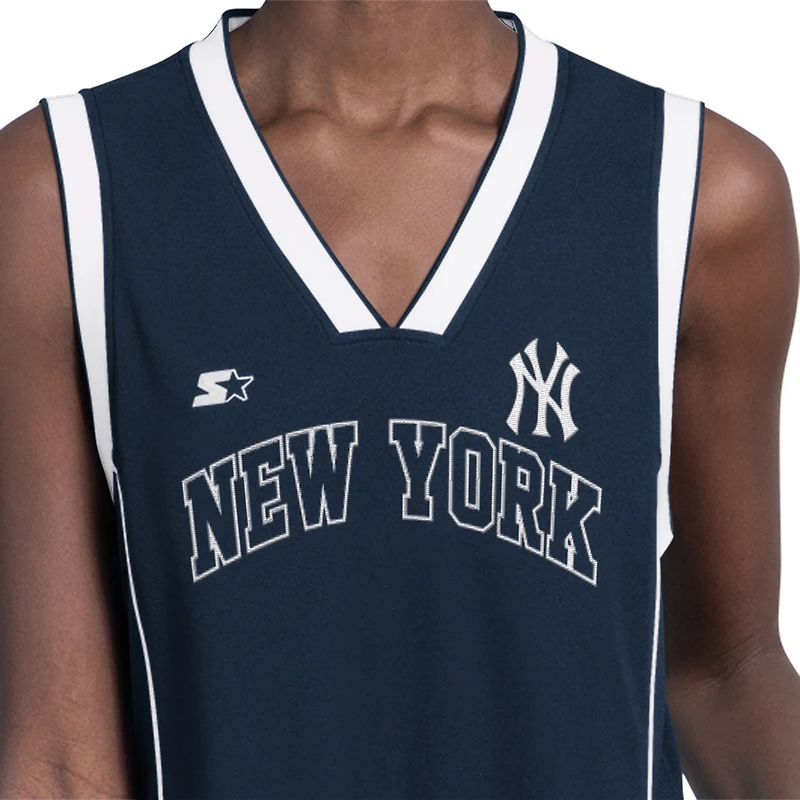 Women's Starter Navy New York Yankees Line Up Sneaker Sleeveless Maxi Dress