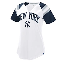 Women's Starter White/Navy New York Yankees Game On Notch Neck Raglan T-Shirt