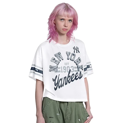 Women's Starter  White New York Yankees Cropped Hurry Up Offense T-Shirt