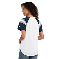Women's Starter  White New York Yankees Game On Notch Neck Raglan T-Shirt
