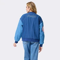 Veste bomber en denim bleu à blocs Terez pour femme, New York Yankees