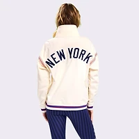 Women's Terez Cream New York Yankees Baseball Stitch Quarter-Zip Pullover
