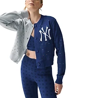 Cardigan court boutonné des New York Yankees Terez pour femme, gris/bleu marine