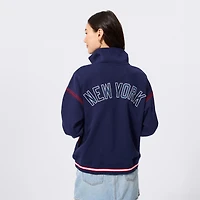 Pull à col zippé Terez bleu marine pour femme, motif baseball des Yankees de New York.