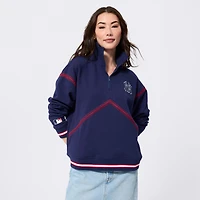 Pull à col zippé Terez bleu marine pour femme, motif baseball des Yankees de New York.