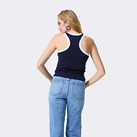 Women's Terez  Navy New York Yankees Contrast Trim Ribbed Tank Top