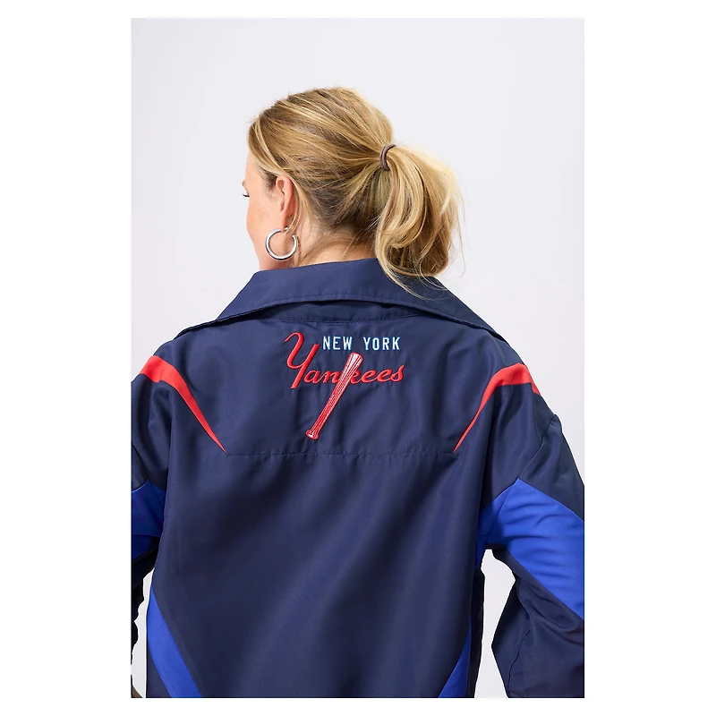 Pull zippé quart de tour Terez bleu marine New York Yankees Ripstop Chevron pour femme