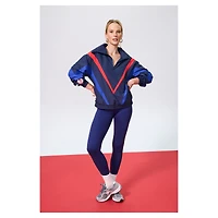 Women's Terez  Navy New York Yankees Ripstop Chevron Quarter-Zip Pullover