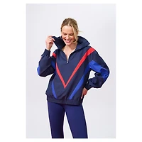 Pull zippé quart de tour Terez bleu marine New York Yankees Ripstop Chevron pour femme