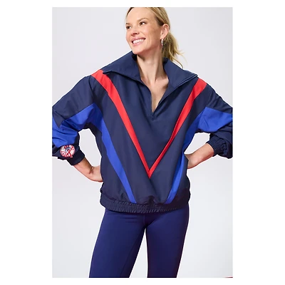 Pull zippé quart de tour Terez bleu marine New York Yankees Ripstop Chevron pour femme