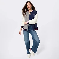 Women's Terez Navy New York Yankees Rival Full-Snap Bomber Jacket